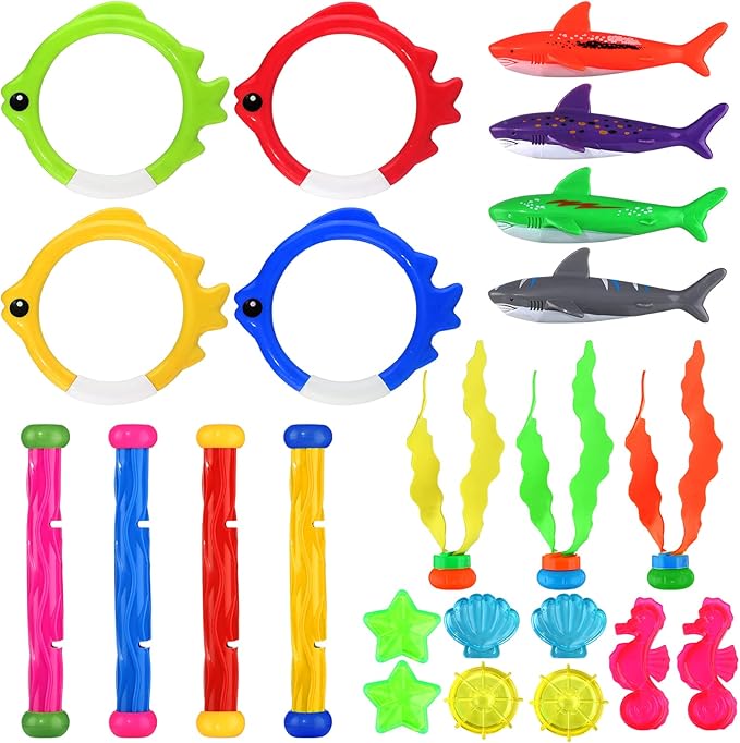 zelaro 泳池潜水玩具套装,23 件泳池潜水玩具,适合儿童青少年,带潜水